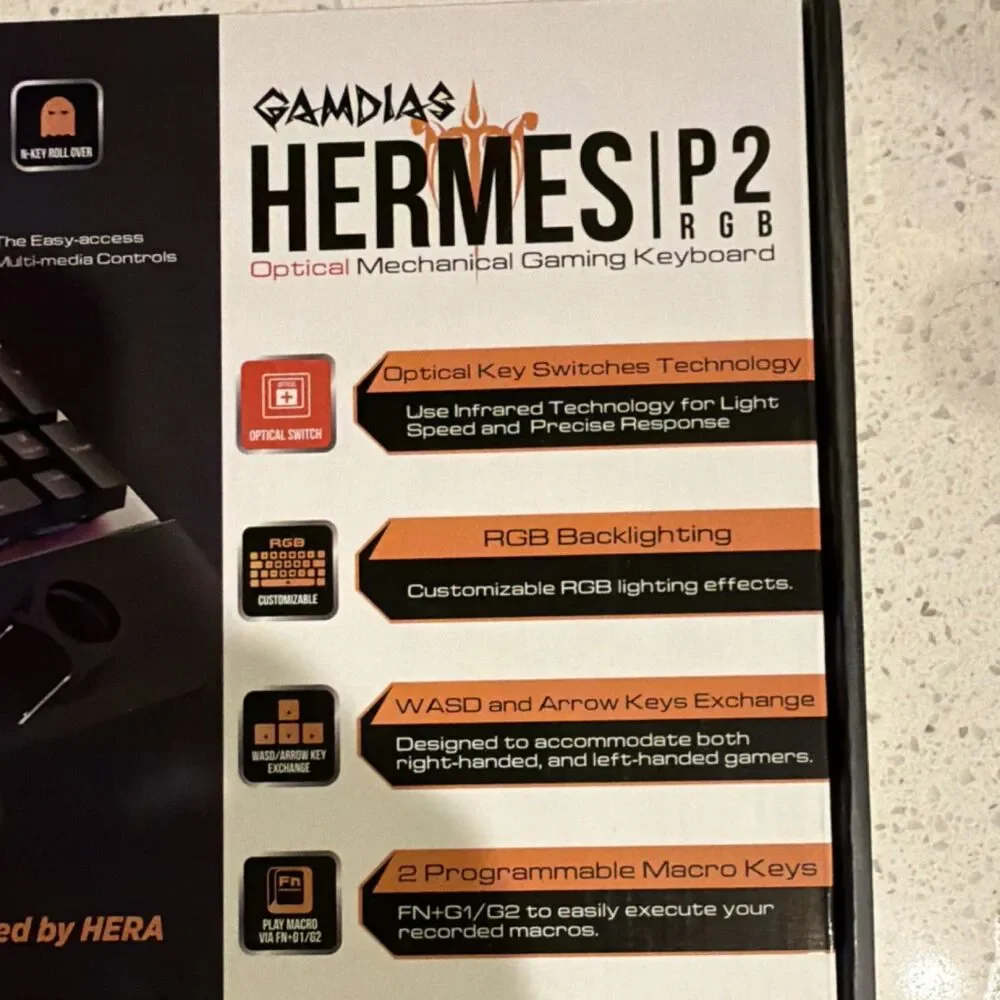 GAMDIAS Hermes P2 RGB Mechanical Gaming Keyboard Wired USB Programmable Black